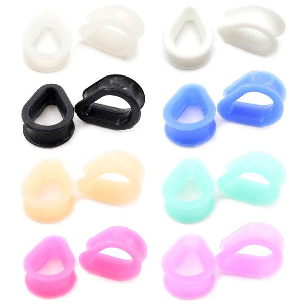 Alisouy 2 pièces Silicone Flexible larme goutte d'eau fusées chair bouchons d'oreille Tunnel extenseur civière jauges boucles d'oreilles Piercing bij