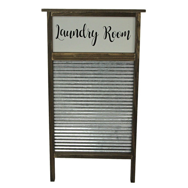Vintage Inspired Wood and Metal Washboard Wall Decor, 24 Inches High Add Rustic Charm to Your Laundry Room with Antique Fashion and Farmhouse Elegan