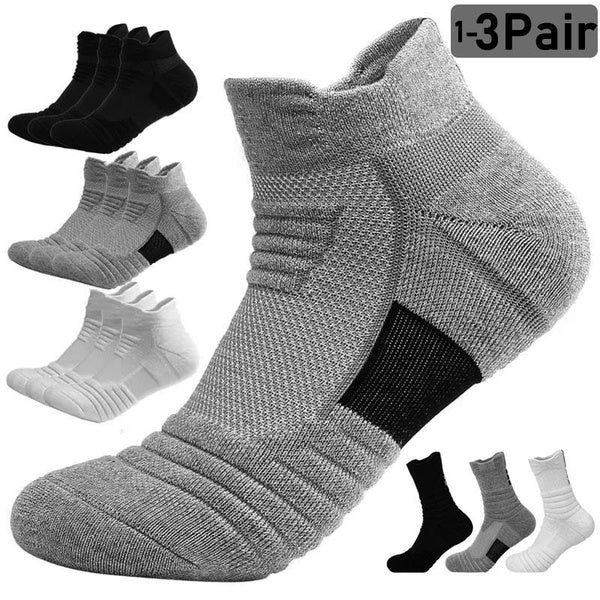 Breathable Men's and Women's Cotton Socks, Basketball Sports Socks, Running, Cycling, Soccer, Hiking, Black Sports Cotton, Winter Warm Socks 1-3 Pair