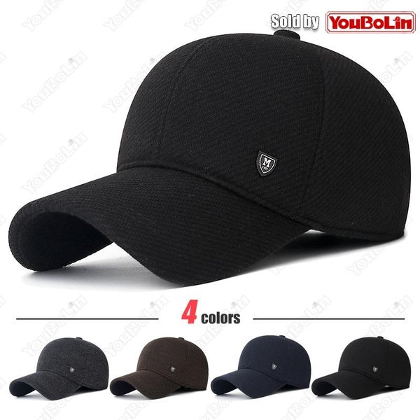 Men's Winter Baseball Cap With Ear Muffs Adjustable Size For Outdoor Casual Sport