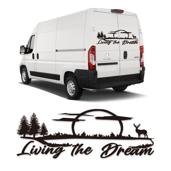 Living The Dream Design Car Stickers And Graphics Vinyl Decals For Fiat Ducato Peugeot Boxer Van Citroen Jumper Accessories