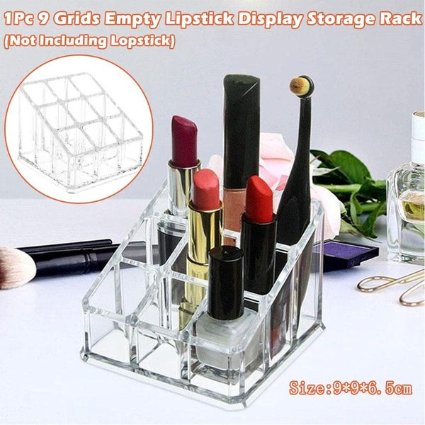 1 Pc 9 Grids Transparent Lipstick Storage Rack Desktop Cosmetic Lip Gloss Nail Polish Display Holder (Not Including Lipstick)