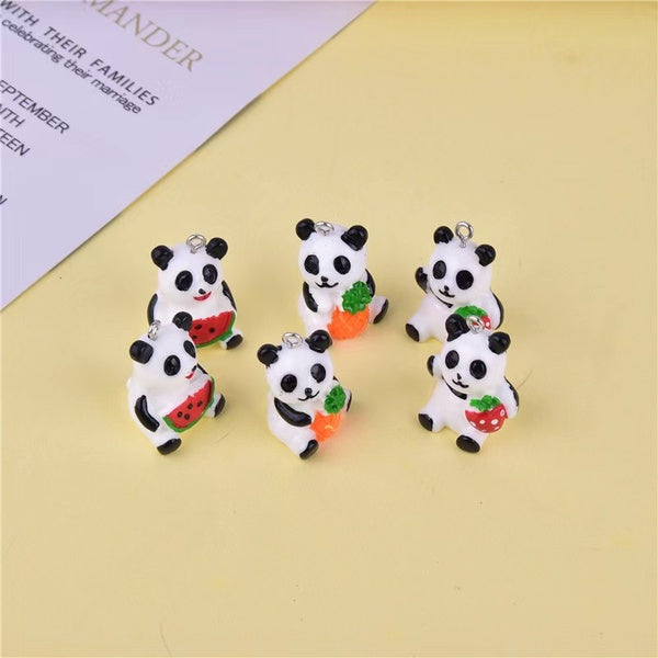 20pcs Cute Resin Pendant Imitation Panda Charms for Jewelry Making Key Chain Decor Accessories