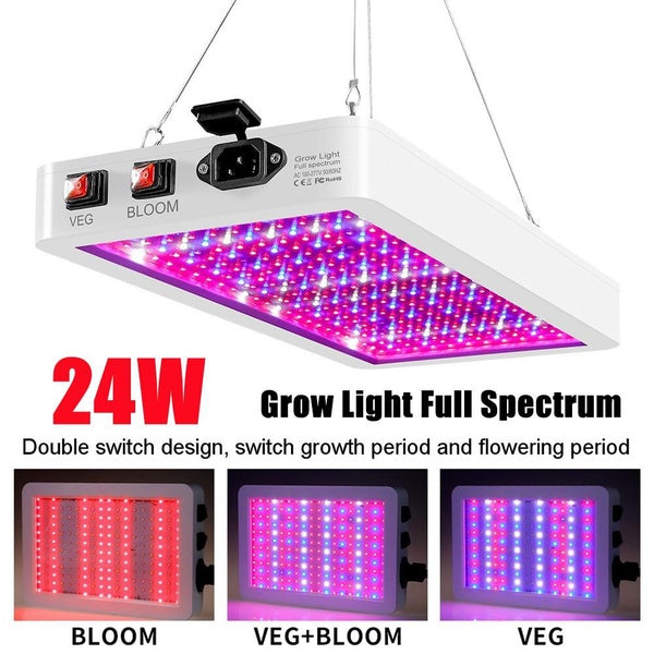 LED Grow Light Full Spectrum Plant Light with Dual Switch, Veg and Bloom Plant Light Grow Lamp with Adjustable Rope for Indoor Plants Veg and Flower