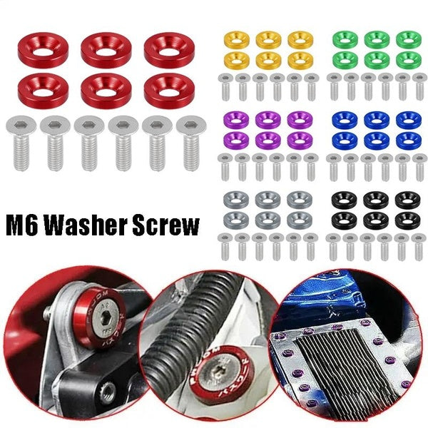 1 set Aluminum M6 X 1.0 Car Styling Modification Bumper Fender Engine Washer License Plate Bolts Dress Up Kits Car Decoration