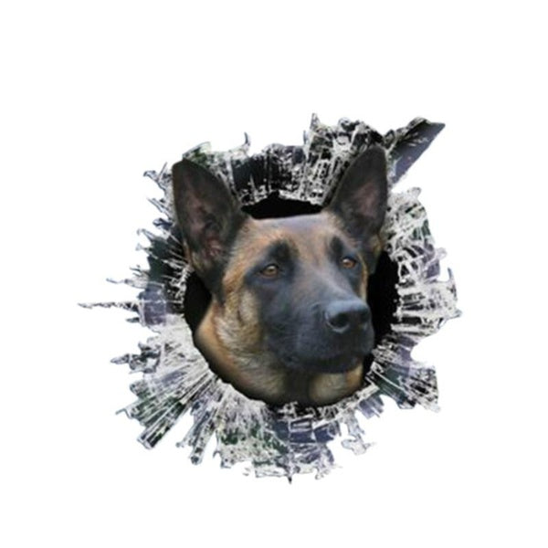Funny 3D Belgian malinois Window Decal Glass Slag Decal Stickers Waterproof Car Styling Dog Decals