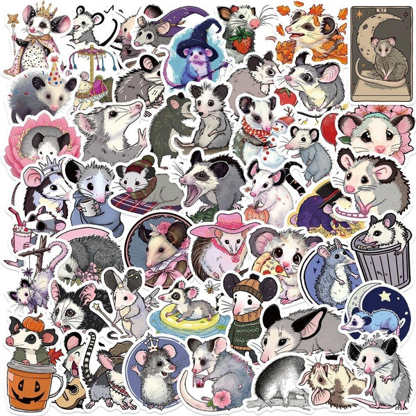10-50Pcs Cartoon Didelphis Stickers Opossum Mouse Graffiti Stickers for DIY Luggage Laptop Skateboard Motorcycle Bicycle Stickers