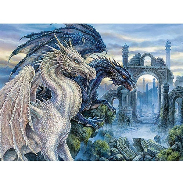 Fantasy Dragon DIY 5D Diamond Painting by Number Kits Painting Cross Stitch Full Drill Crystal Rhinestone Embroidery Pictures Arts Craft for Home Wal