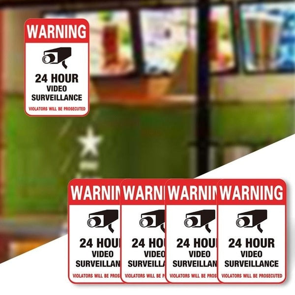 4PCs Waterproof Sunscreen Home CCTV Video Surveillance Security Camera Alarm Sticker Warning Decal Signs