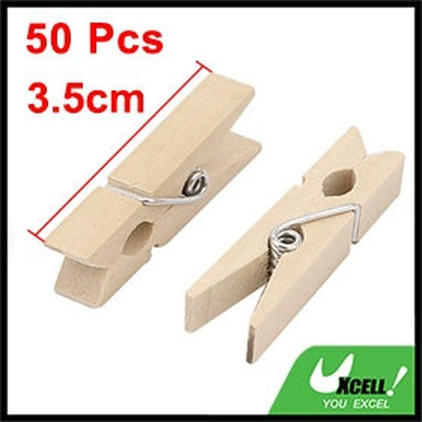Wood Clothespin Clothes Photo Paper Peg Craft Clips Pins 35mm Long 50PCS
