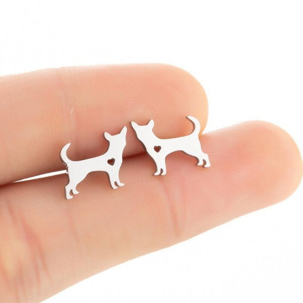 Cute Puppy Silhouette Earring Tiny Pet Animal Stud Earrings Stainless Steel Dog Earrings for Women Girl Jewelry Gift Matron Inn