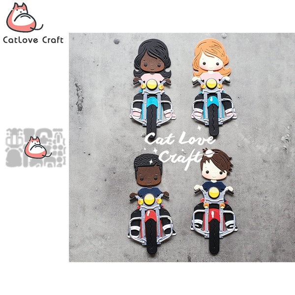 Catlove Riding a motorcycle Metal Cutting Dies Scrapbooking Stencil Die Cuts Card Making DIY Craft Embossing New Dies For 2020