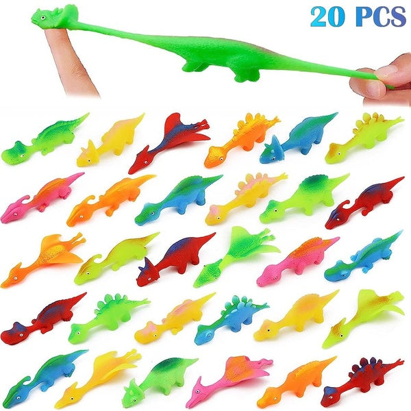 20 Pcs Doigt Slingshot Dinosaure Jouets Extensible Drôle Catapult Décompression Jouet Idéal pour Voler Jeux et Party Favors