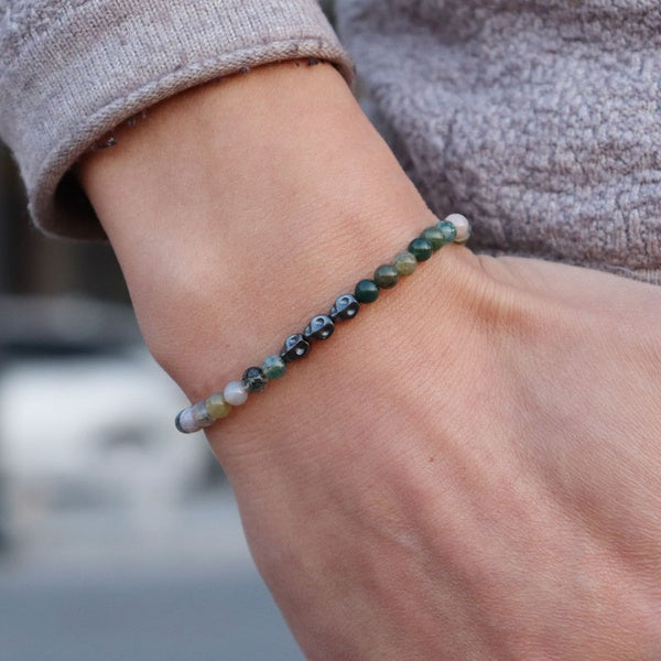 4 mm Small Natural Stone Beads Skull Bracelet Charms DIY Obsidian Skull Braclet For Men Armband Personalized Jewelry Homme