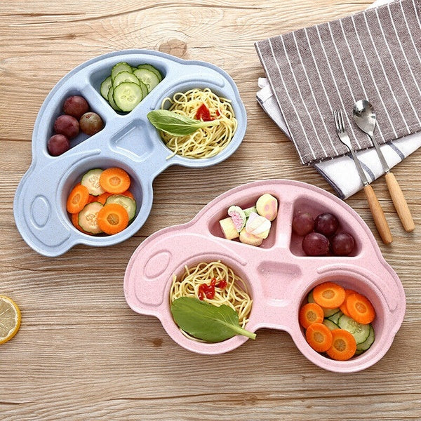 Toddler Infant Baby Dishes Cartoon Car Shape Plate Environmentally Separated Child Food Plates Kids Dinnerware Tableware Tray