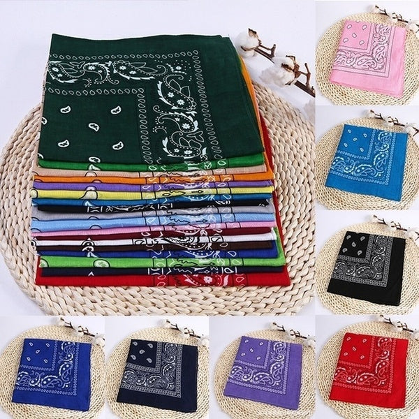 Classic Cotton Blend Printed Bandanas for Male Female Headband Fashion Head Scarf Girls Scarves Wristband