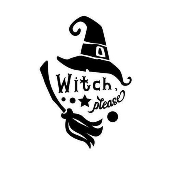 2PCS Details about Witch Please Vinyl Decal Sticker Halloween Removable Decor for Window Wall Car