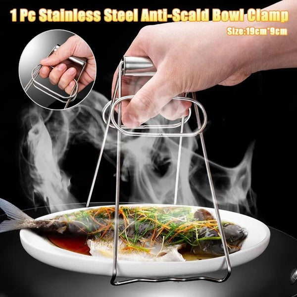 1 Pc Stainless Steel Foldable Hot Dish Clamp Anti-Scald Bowl Clip Plate Pot Clip Kitchen Utensil Tool