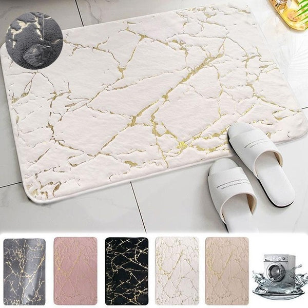 1pc Marble Veins Bath Mats Super Absorbent Non-slip Bathroom Shower Carpets Soft and Comfortable Rabbit Hair Bedroom Rugs 4 Size Doormat