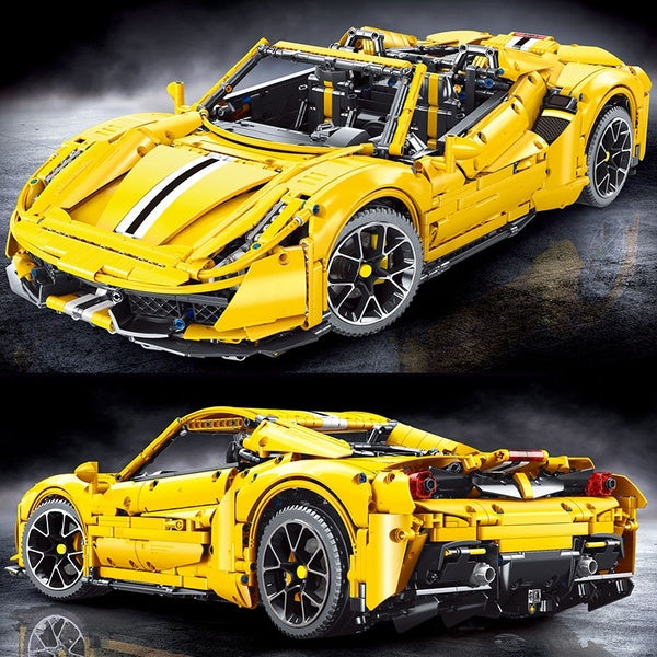 New 3608Pcs Yellow Super Sports Car Racing Model Building Block Brick Puzzle Assembly Kid Toy Boy Birthday Christmas Gift