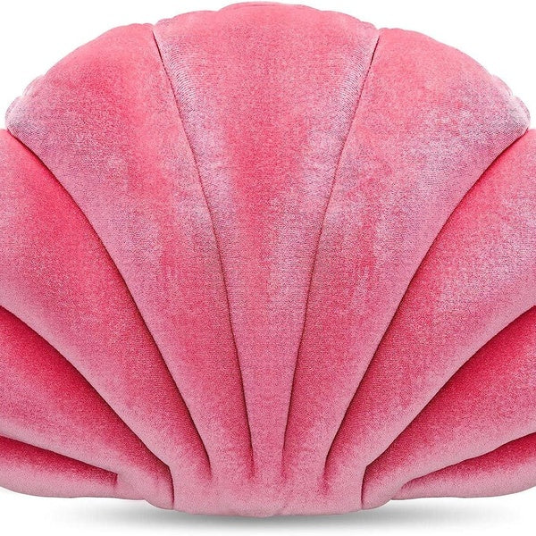 Pink Sea Princess Seashell Decorative Pillow, Preppy Room Decor Soft Seashell Shaped Chair Cushion Stuffed Throw Pillow Cute Clam Pillow for Sofa Bed
