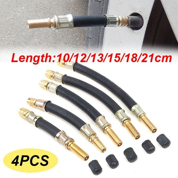 4PCS Flexible Hose Tire Valve Inflatable Rubber Hose Car Wheels Tyre Valve Stems Extensions Tube Adapter 10-12-13-15-18-21cm