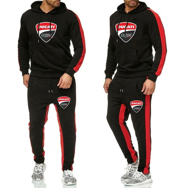 Mens Printed Hoodie Autumn and Winter Casual Sports Fitted Sweater Suit Gyms Sets Hoodie+Pants Clothes