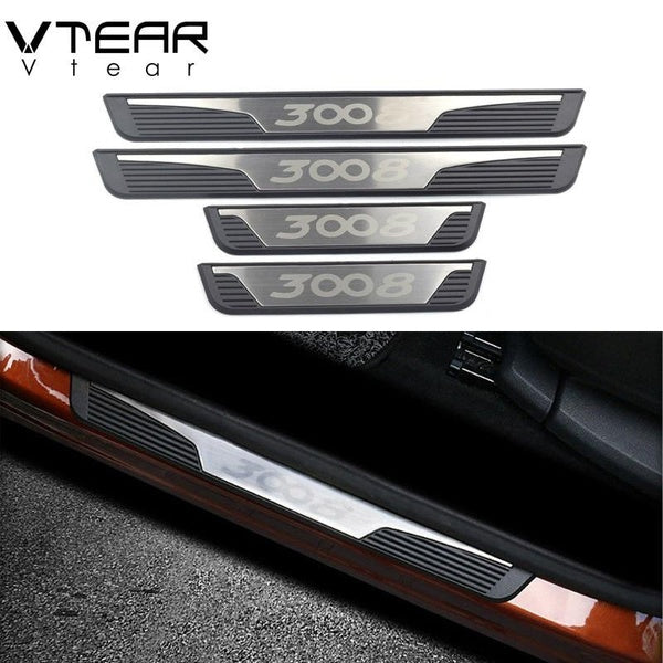 Stainless Steel Car Door Sill Scuff Plate Trim For Peugeot 3008 3008GT 2017-2022 Protector Plates Interior Accessories