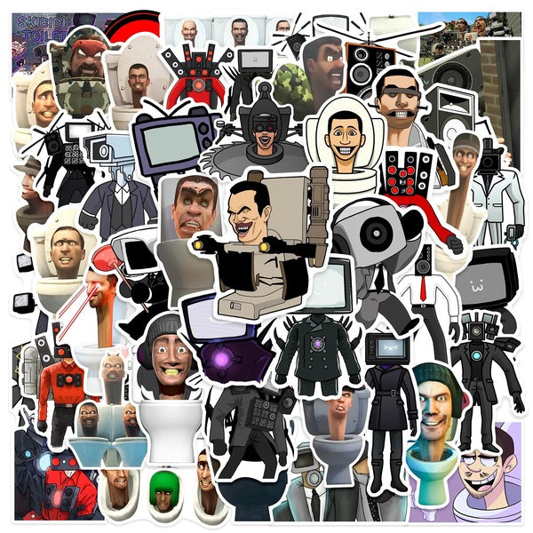 15-50PCS Skibidi Toilet Stickers for Laptop Phone Case Skateboard Fridge Guitar PVC Waterproof Stickers