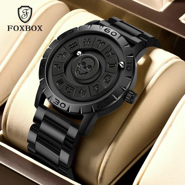 LIGE marque FOXBOX créatif crâne Constellation montre pour hommes mode magnétique perles roulantes Quartz homme montres décontracté mâle horloge