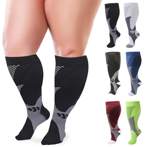 1pair Plus size compression socks wide calf men women knee high 20-30 mmhg breathable circulation socks Suitable for pregnant women on sports trips