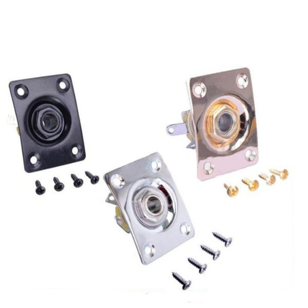 New Square Style Jack Plate Guitar Bass Jack 1-4 Output Input Jack for LP SG Tele Electric Guitar Chrome Parts & Accessories Matron Inn