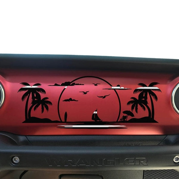 Car Styling Dashboard Glove Box Beach Scene Vinyl Decals And Sticker For Jeep Wrangler - Gladiator Auto Tuning