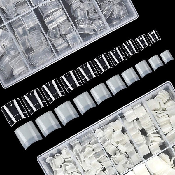 500pcs Acrylic Nail Tips Half Cover Short French False Nail Tips for Professional Nail Salon DIY Nail Art Ballerina Nails