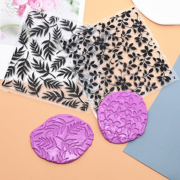 Premium Silicone Texture Stamp Sheets for Polymer Clay Jewelry and Clay Earrings - Set of 2 Floral and Unique Patterns polymer clay texture stamps