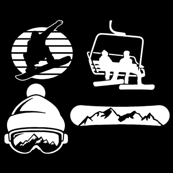 Set of 4, Snowboarding Decal Vinyl Sticker