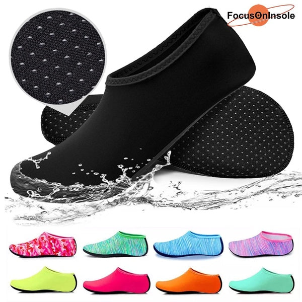 FocusOnInsole Men Women Water Shoes Swimming Non-slip Diving Socks Pure Color Summer Beach Shoes Seaside Sneaker Slippers (1 Pair)