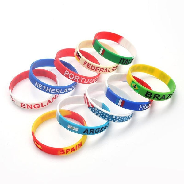 GoodComeAgain 2PCS Sports Silicone Bracelet Engrave Country Flag Wristbands Men Women Rubber Band Argentina France Brazil Fashion Accessories Matron Inn