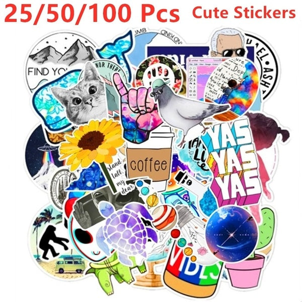 25-50-100 Pcs-pack Small Fresh Style Graffiti Stickers for Moto Car & Suitcase Cool Laptop Stickers Skateboard Sticker