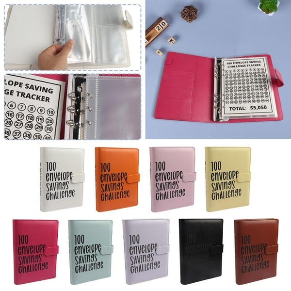 100 Envelope Challenge Binder Budget Binder Savings Challenge Notepad Leather Loose-Leaf Notebook Gifts