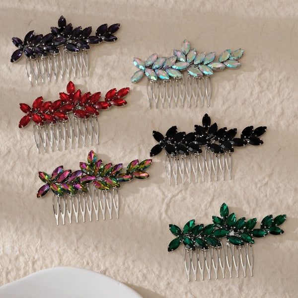 Colorful Marquise Brilliant Cut Diamante Hair Comb Wedding Hair Accessories,Rhinestone Handmade Insert Hair Comb Bridal Headwear Matron Inn