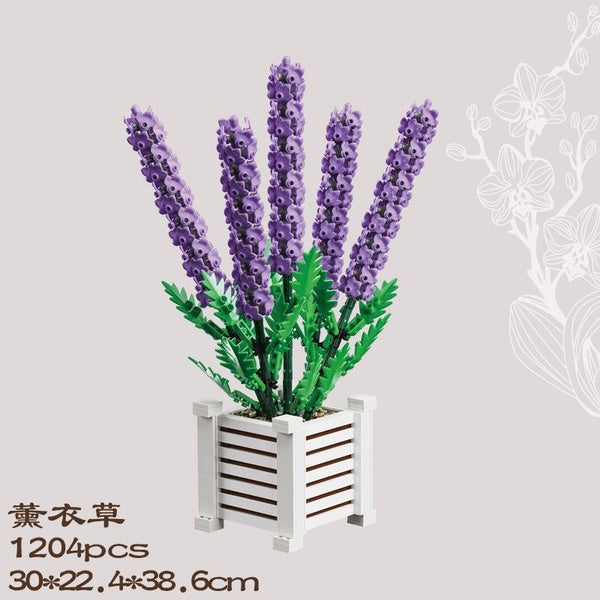 City Creative Plant and Flower Series Lavendula angustifolia Potted Interior Decoration Building Blocks Bricks Toys Gifts