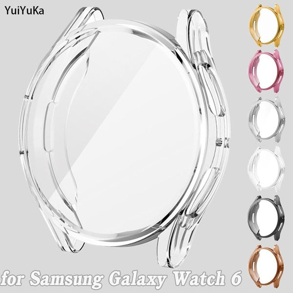 YuiYuKa TPU Case With Film for Samsung Galaxy Watch 6 44mm 40mm for Galaxy Watch 6 44 mm 40 mm Plated All-around Bumper Cover Screen Protector Shell