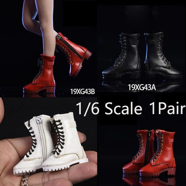 1Pair 1-6 Scale Female Soldier Doll Hollow Boots Zipper Boots Shoes for 12" Soldier Action Figure Body Dolls Toys