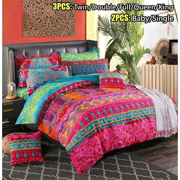 Bohemian Mandala Duvet Cover with Pillowcase Quilt Cover Bedding Set Boho 2-3 Pcs Baby-Single-Twin-Double-Full-Queen-King Bedding Set Home Decor