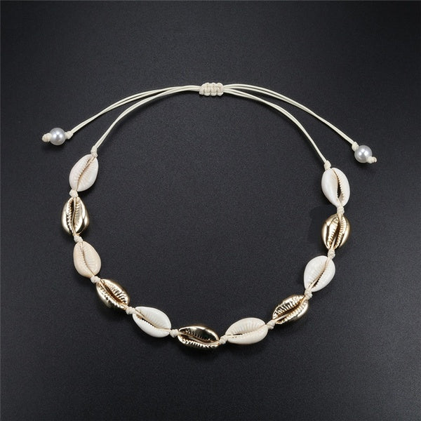 Fashion Natural Shells Necklace for Women Summer Beach Cowrie Shell Collar Choker Handmade Knot Seashell Beaded Necklaces Jewelry