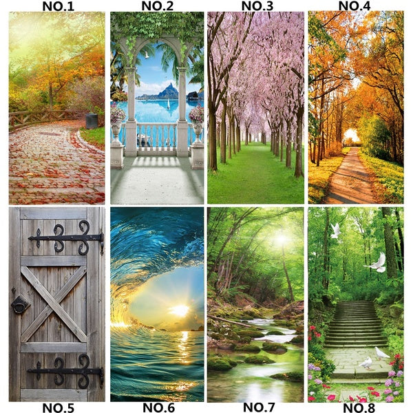 3D Landscape Stair Wallpaper Door Mural Wooden Stikers For Doors Removable Decal Beach Trees Vinyl Poster Waterproof Adhesive Home Decor