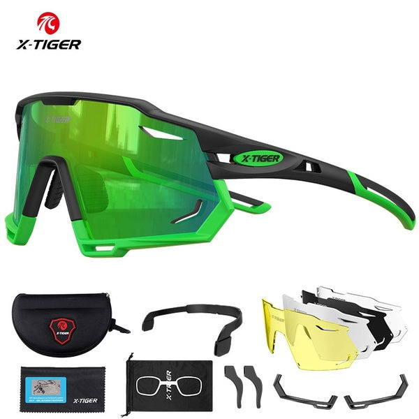 X-TIGER Cycling Sports Sunglasses,Polarized Sunglasses with 5 Interchangeable Lenses,Baseball Running Fishing Golf
