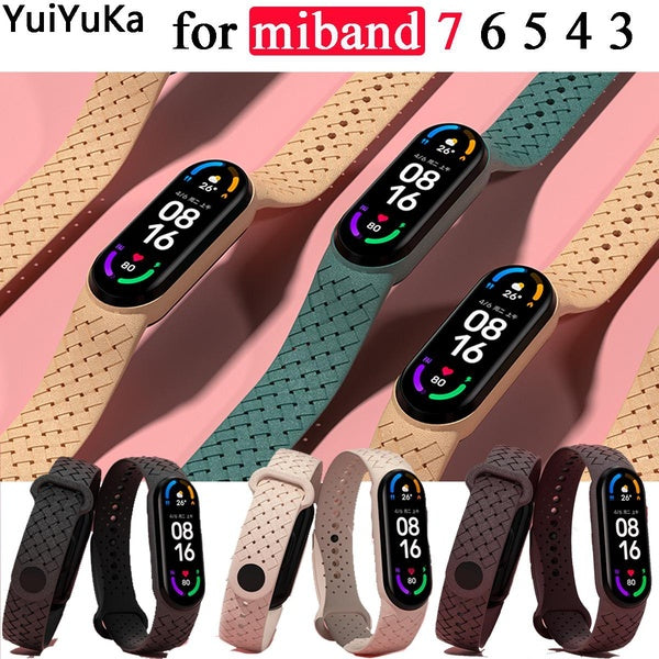YuiYuKa Sport Bracelet for Xiaomi Mi Band 7 Wristband smartwatch Silicone Braided Correa strap for NFC Band6 Band7 Miband 6 5 4 3