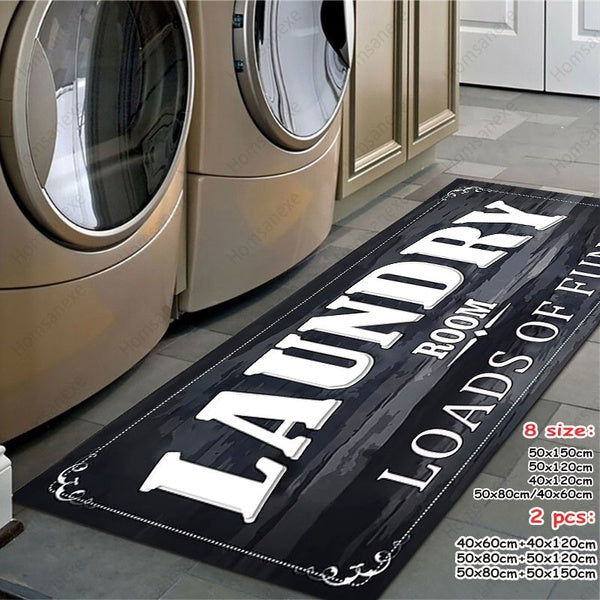 Black Laundry Room Carpet Non-Slip Floor Mat Laundry Room Mat Entrance Doormat Self-Service Laundry Bath Mat Carpet Laundry Room Decor Balcony Rug 8